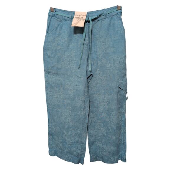 J. Jill Linen Pants Women Size 2* Caribean Green Cropped Straight Leg New - Picture 1 of 8